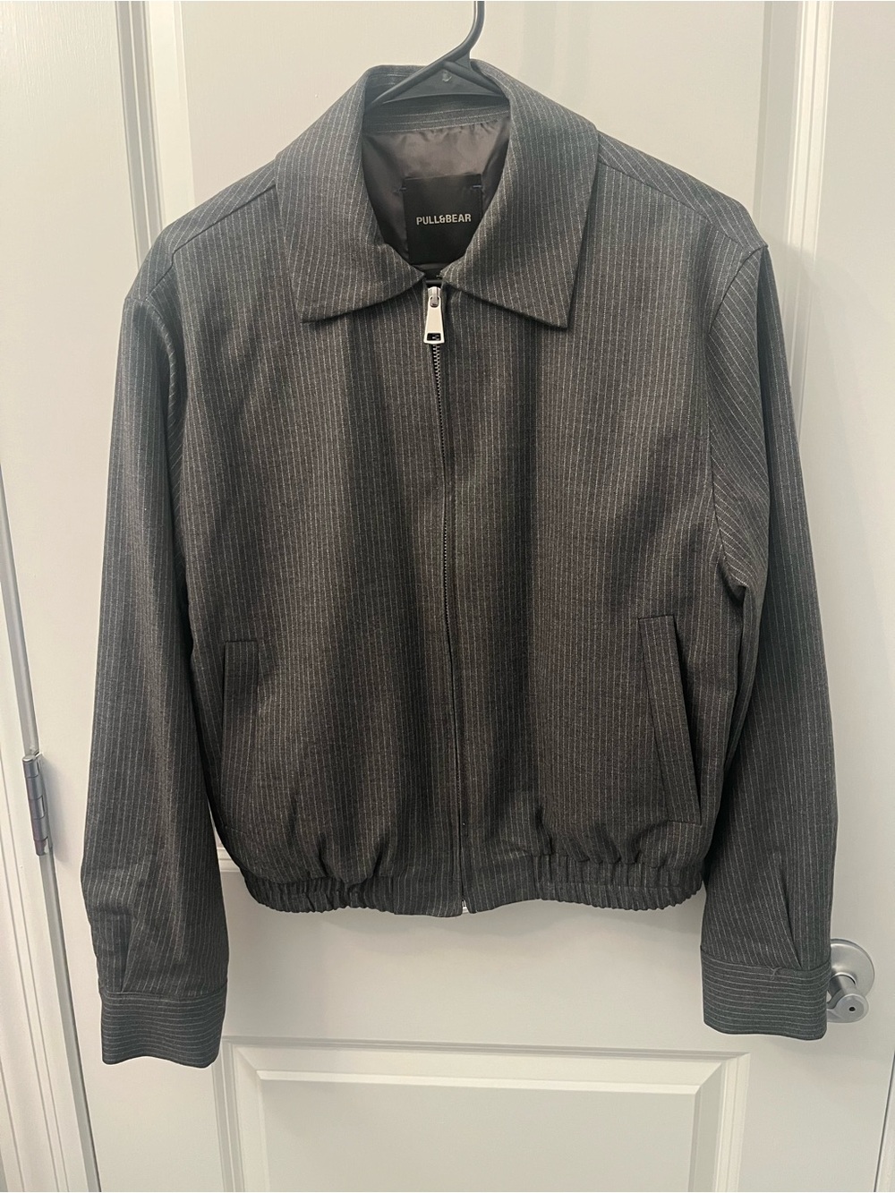 Pull&Bear women Pinstripe Gray Zip Jacket